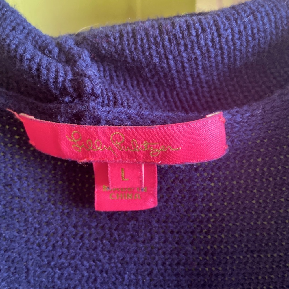 Lilly Pulitzer L Tatum Navy Blue Sweater EUC